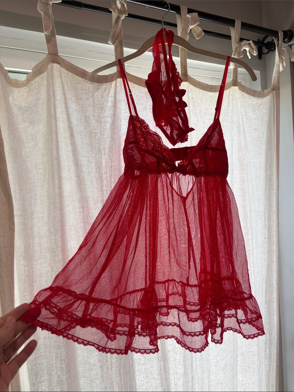 Victoria’s Secret Red Lace Babydoll Chemise with G-String - Women Intimates Sm